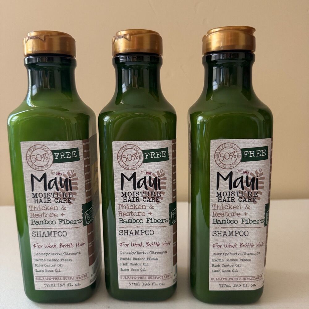 Maui Shampoos Moisture Thicken & Restore Bamboo Fibers 19.5 oz ea set of 3